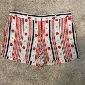 Light blue, black anc coral Loft shorts. Size 12